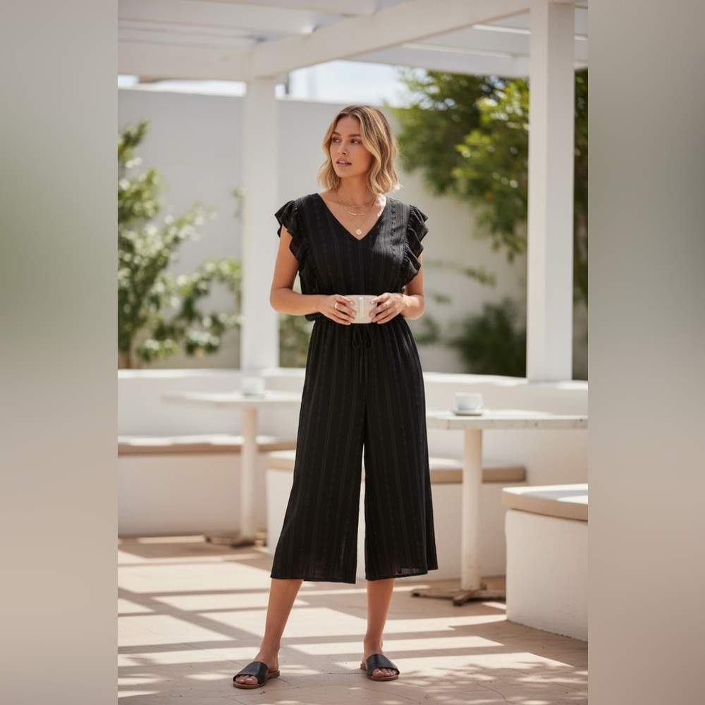 NWT BB Dakota Seeing Thread Embroidered Jumpsuit Black XS